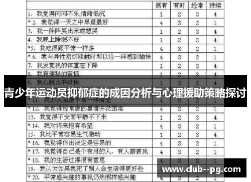 青少年运动员抑郁症的成因分析与心理援助策略探讨